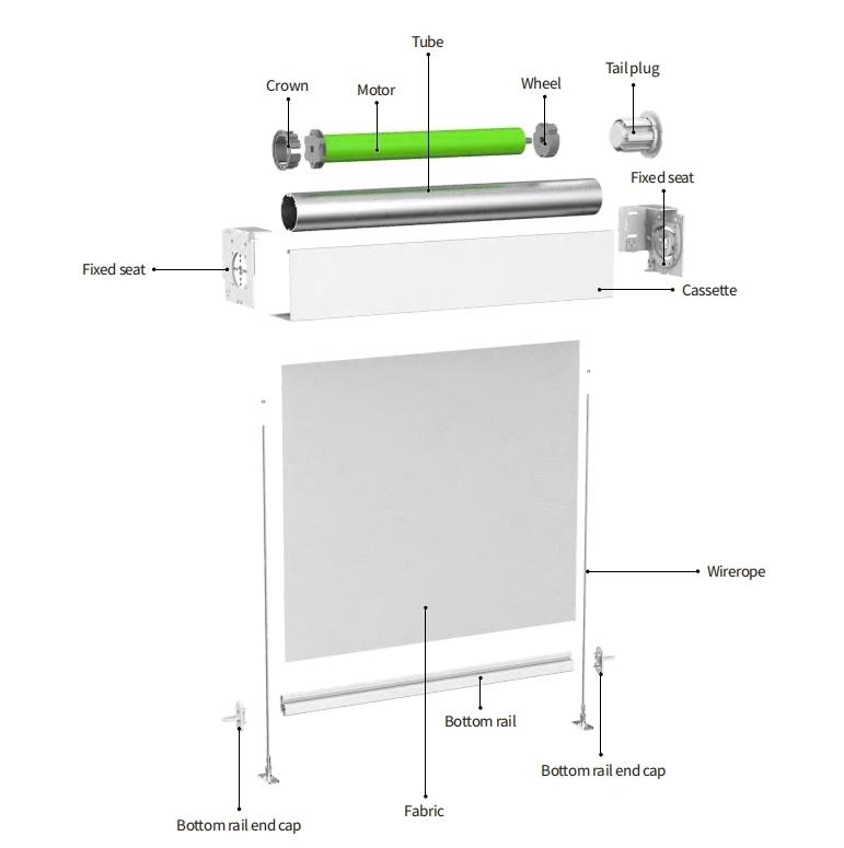 DK120-63 windproof roller blinds exploded view